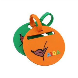 Sevimli 2D Yuvarlak PVC Seyahat Bagajı Kimlik Etiketi